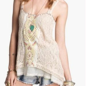 Free People Maya Crochet Sequin Embellished Sleeveless Tank Sz XS